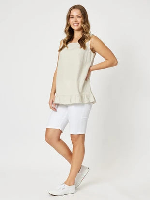 RUFFLE HEM LINEN TANK