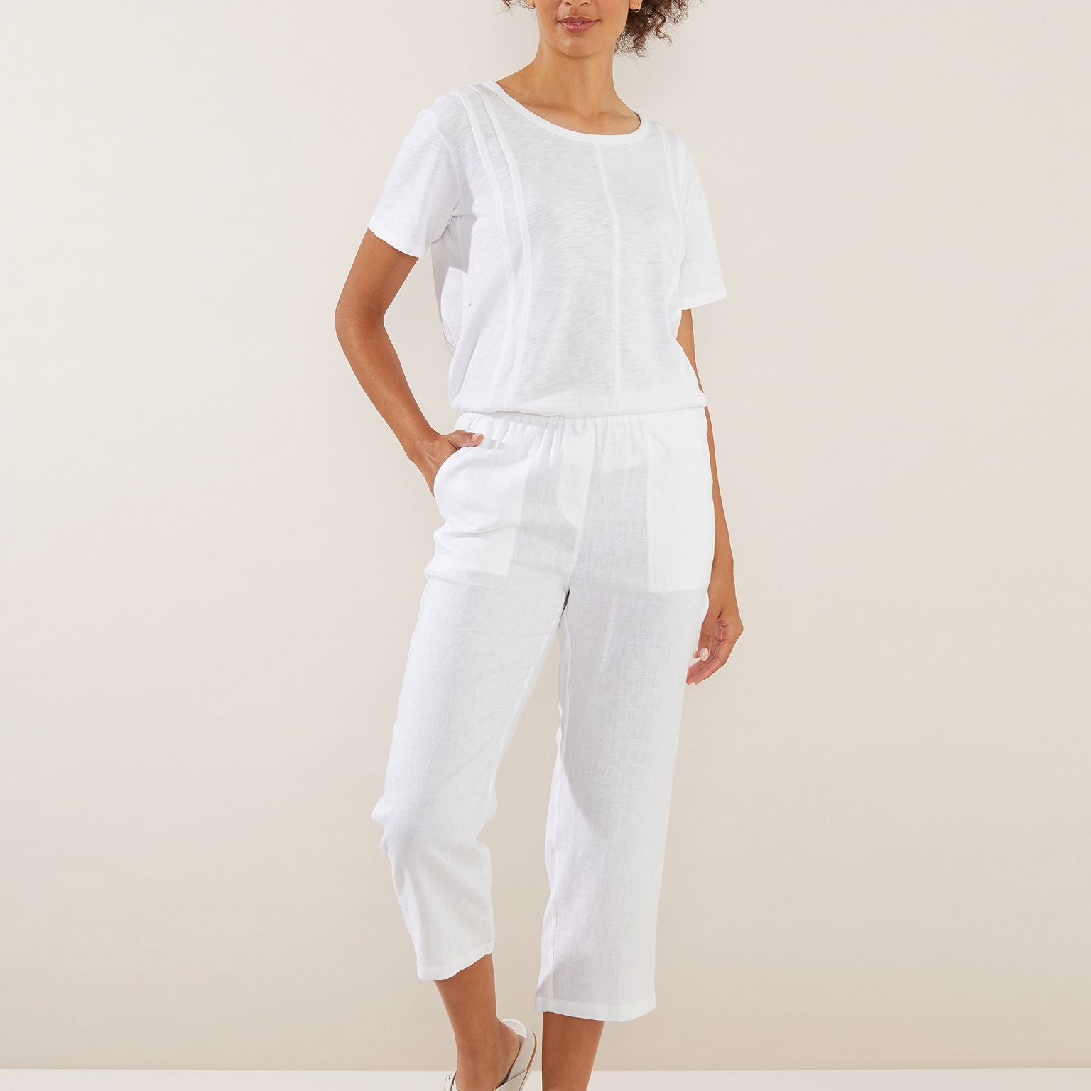Washer Linen  Crop Pant