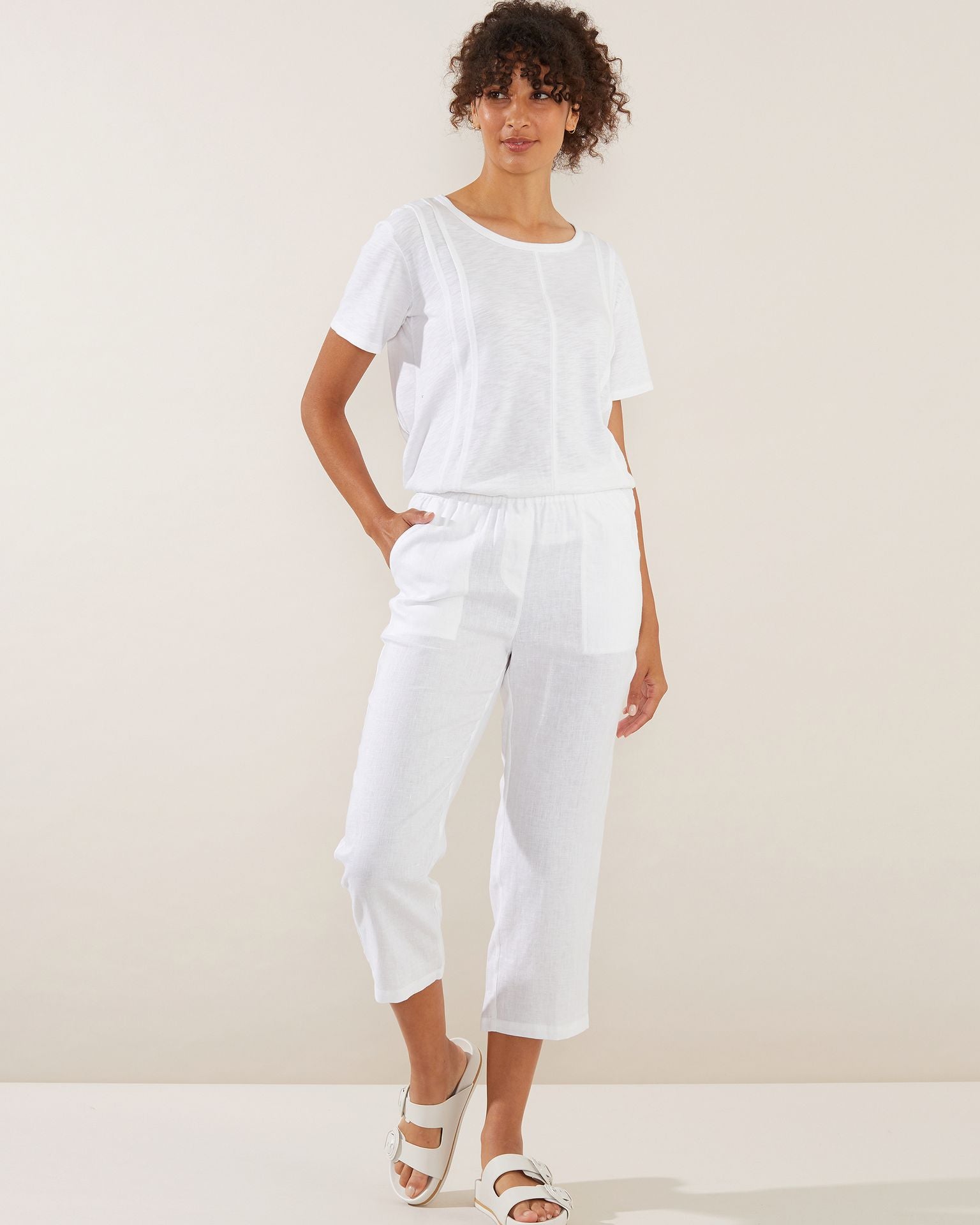 Washer Linen  Crop Pant