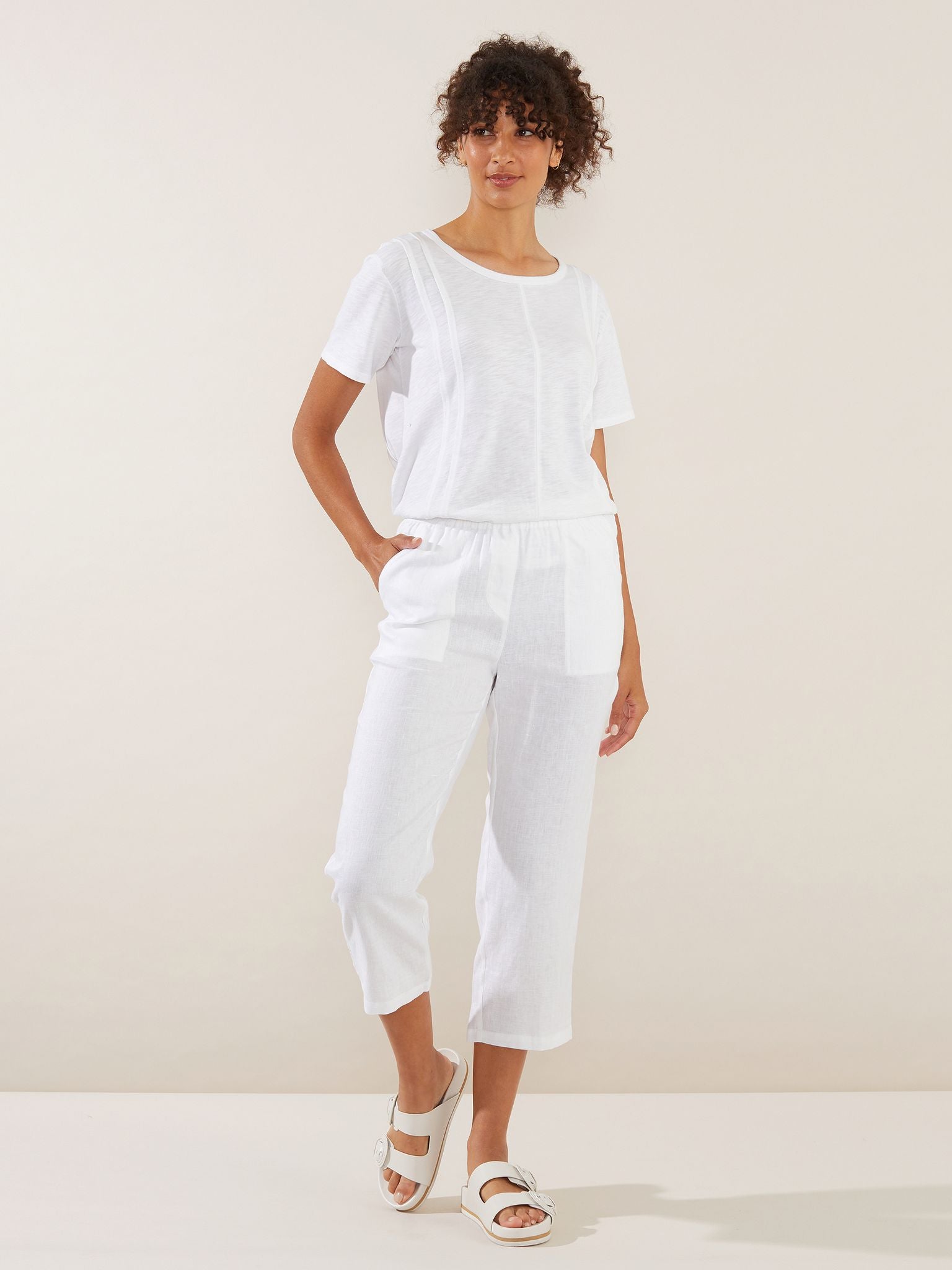 Washer Linen  Crop Pant