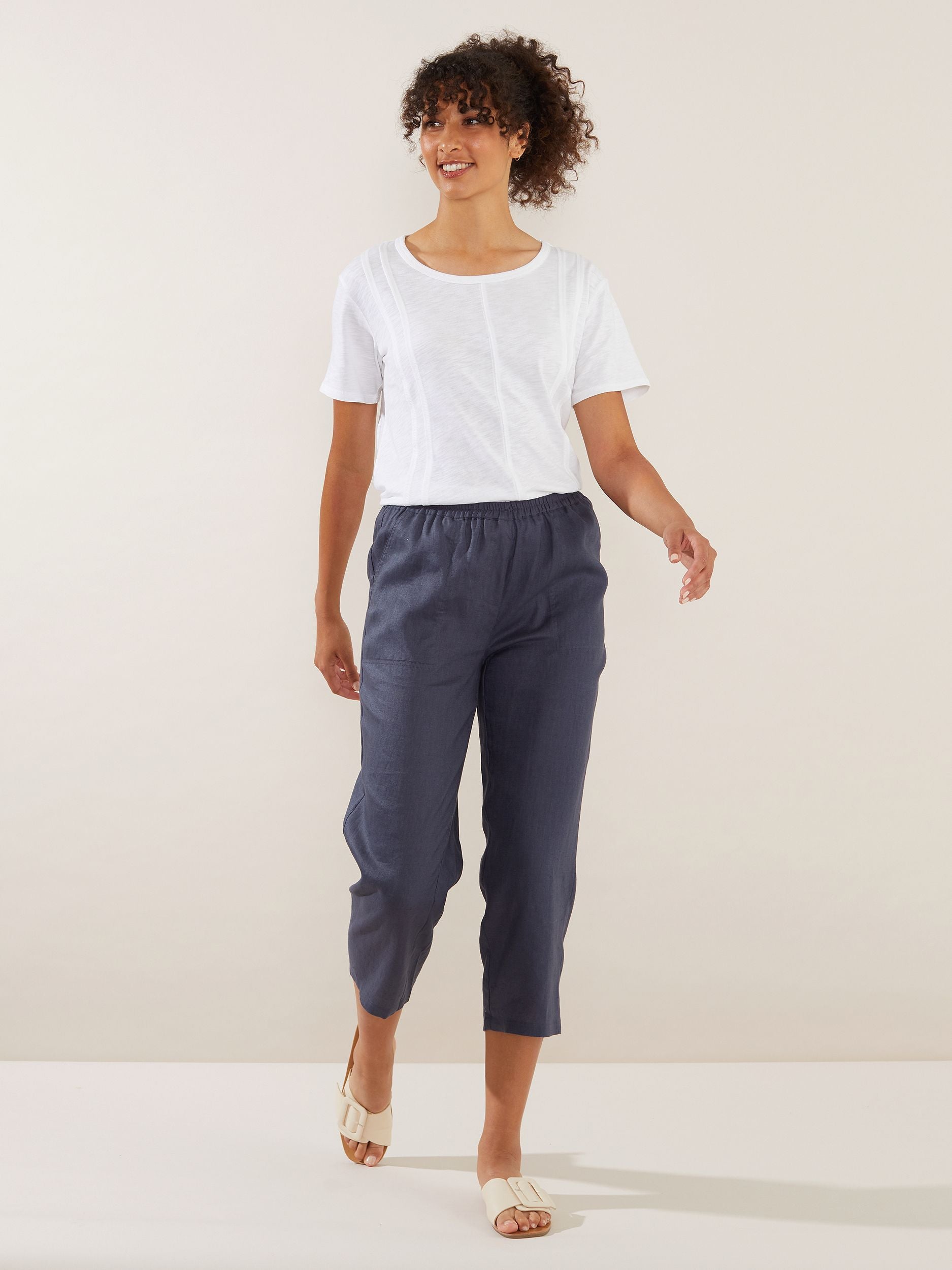 Washer Linen  Crop Pant